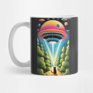 Black Cat UFO Forest Mug